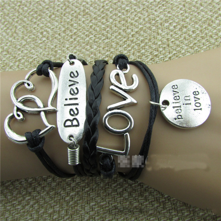 Love Heart Believe Handmade Multilayer Woven Bracelet
