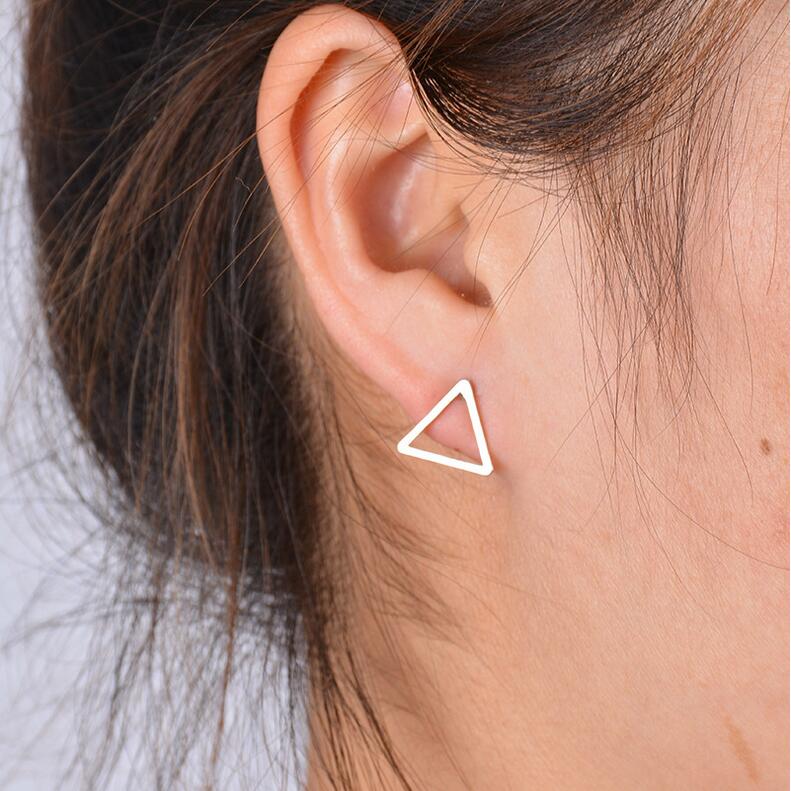 Triangle Geometric Stud Earrings In Gold, Silver Or Black, Jewelry