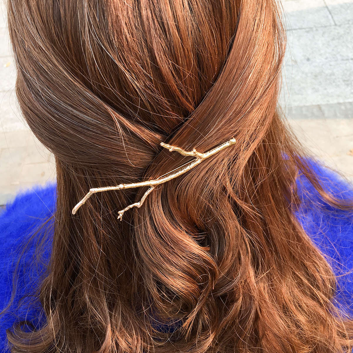 Minimalist Geometric Tree Twig Hair Clip - Gold / Silver