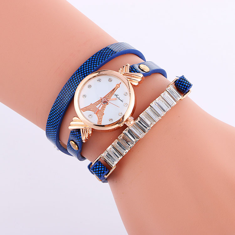 Tower Print Leather Watch