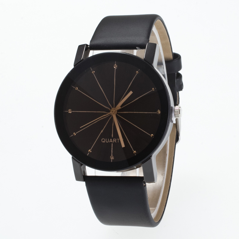 Black Round Dial Crystal Couple Watch