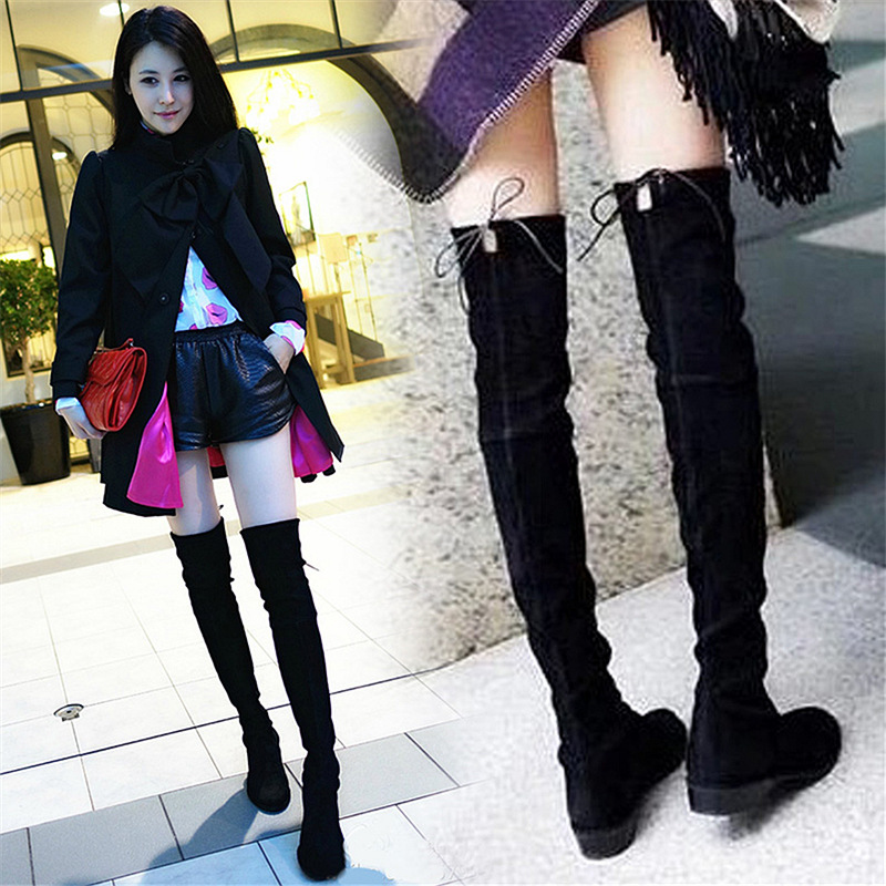 Sexy Black Elastic Over Knee High Boots