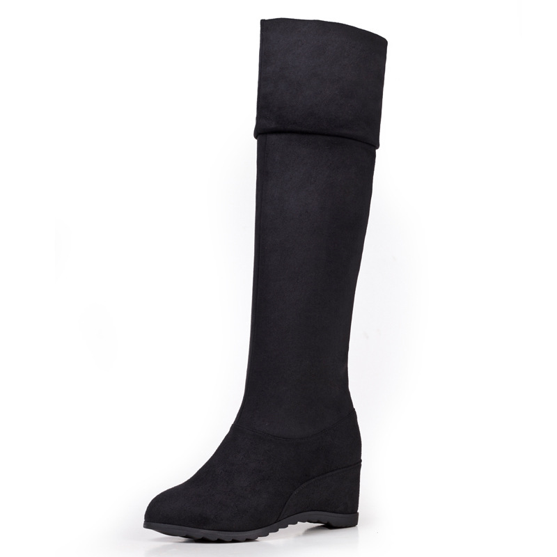 Elastic Velvet Over-knee Wedge Increased High Boots