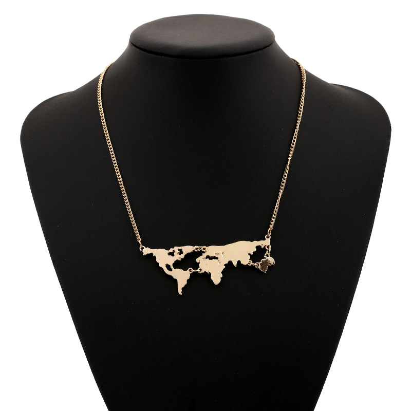 Exaggerated Personality World Map Combination Pendant Necklace
