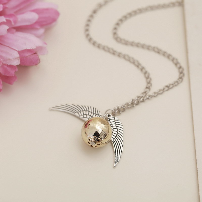 Harry Potter And The Deathly Hallows Golden Snitch Wings Necklace