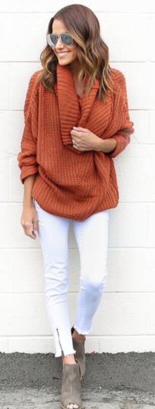 Turtle Neck Knitting Long Sleeves Loose Sweater