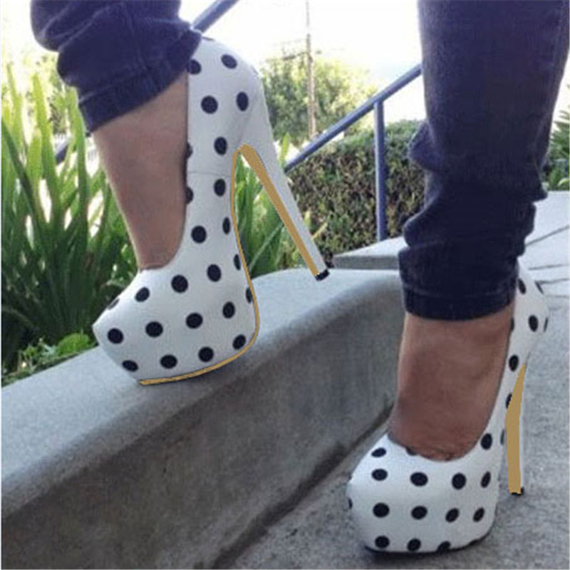 polka dot platform heels