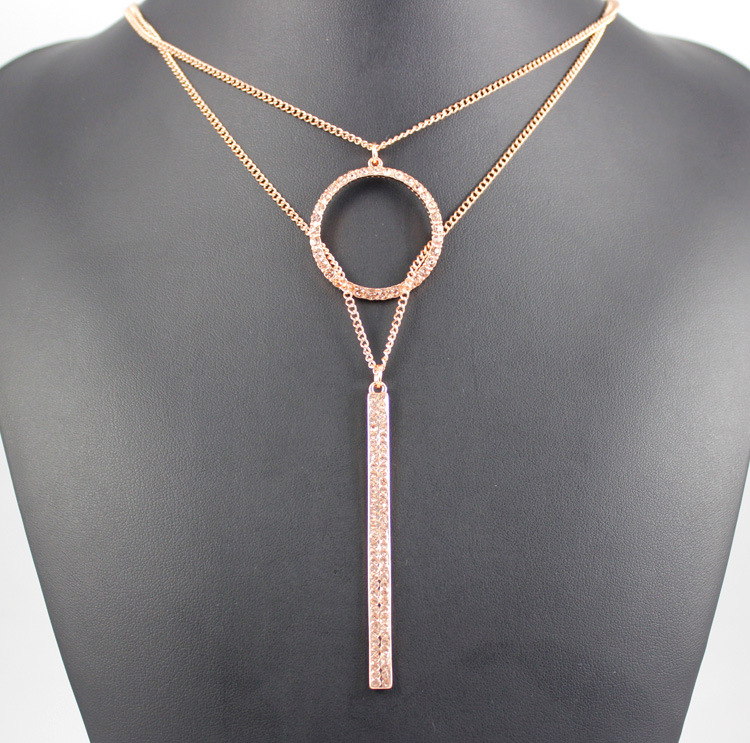 Rose gold double chain necklace clearance