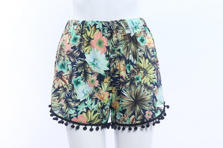 Floral Print Elastic Waist Casual Beach Shorts