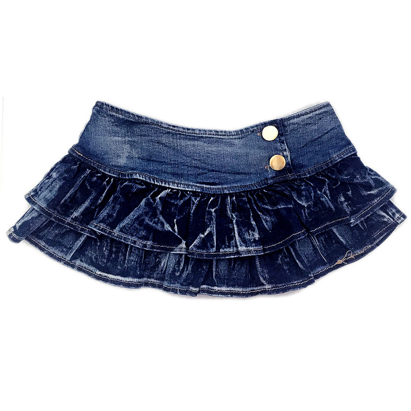 Multi-layers Flared Low Waist Mini Denim Skirts on Luulla