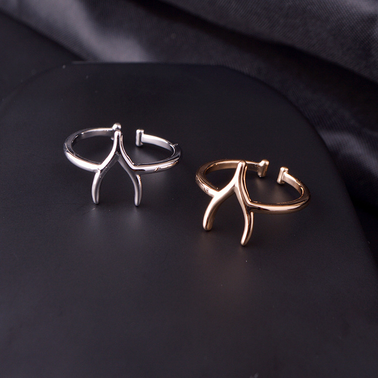 Wishbone Adjustable Ring In Gold Or Silver, Jewelry