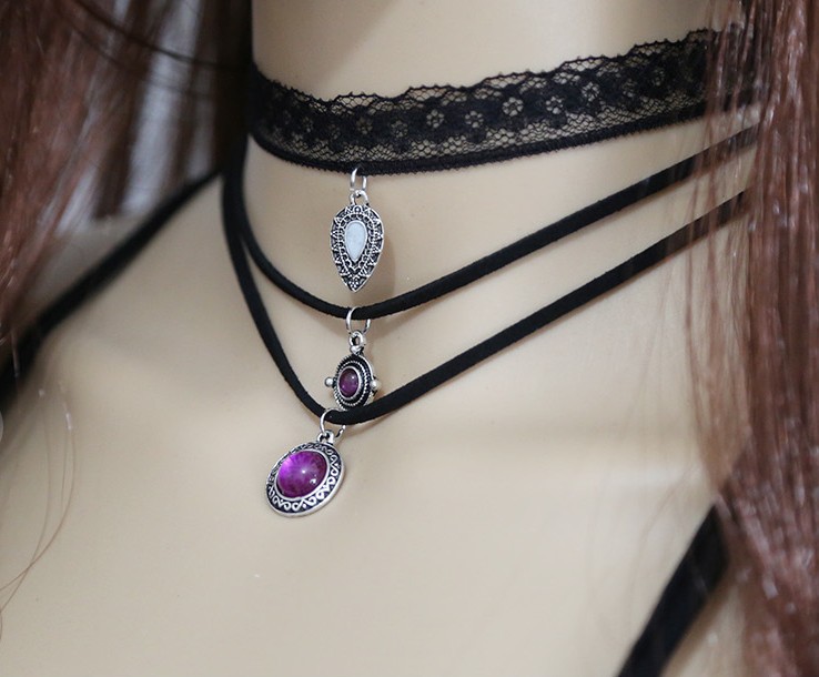 Lace Multi-layer Leather Cord Necklace