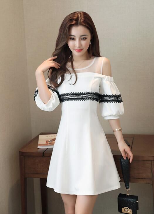 Hubble-bubble Sleeve Round Neck Shoulder Party Dress（sold Out）