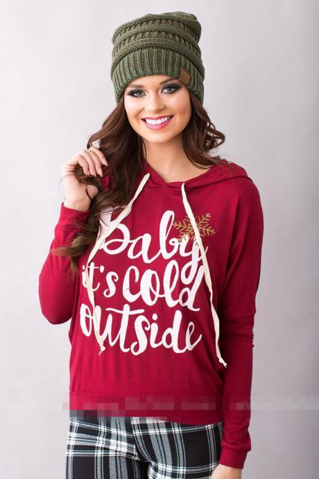 Fashion Women Hooded Long Sleeve Letter Print Pullover Casual Hoodie