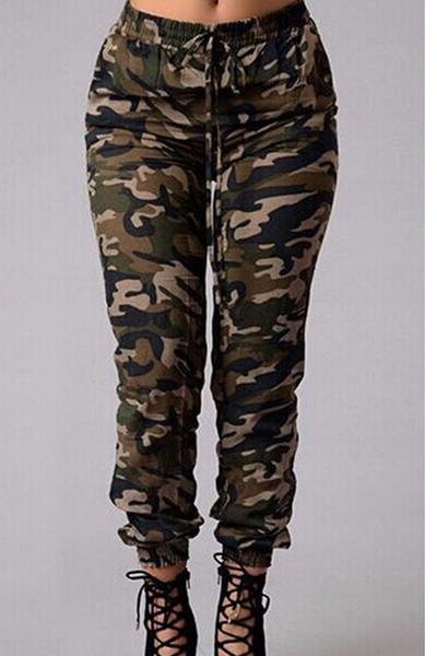 Green Camouflage Printed Joggers, Sports Pants 