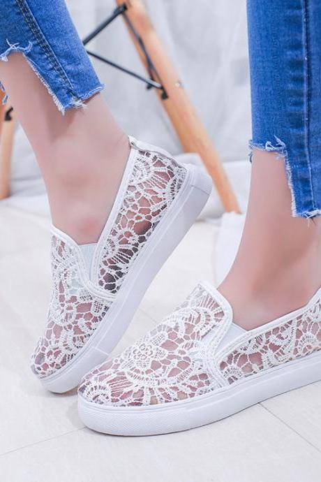 Cut Out Lace Casual Loafers