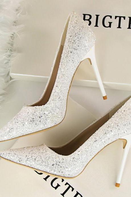 Glitter Pointed-Toe High Heel Stilettos 