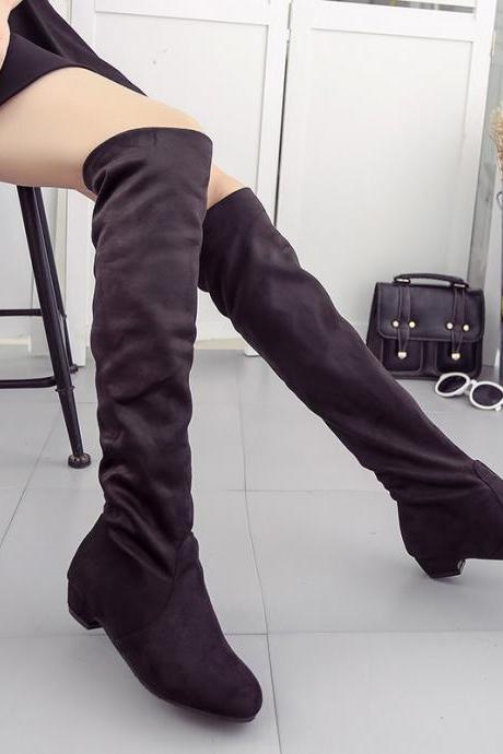 Low Chunky Heels Round Toe Over-knee Long Boots