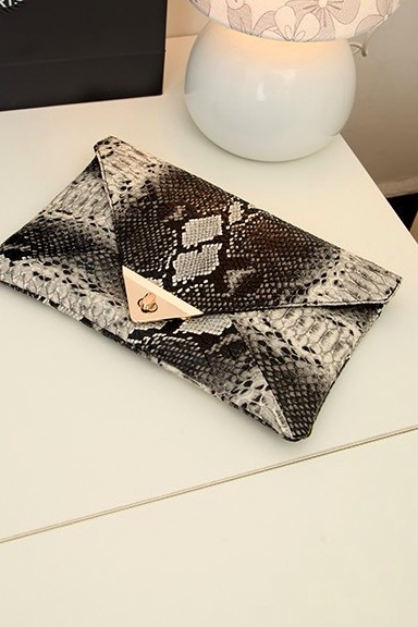 Sexy Women&amp;#039;s Retro Snakeskin Pattern Envelope Bag Clutch Purse Evening Bag Handbag