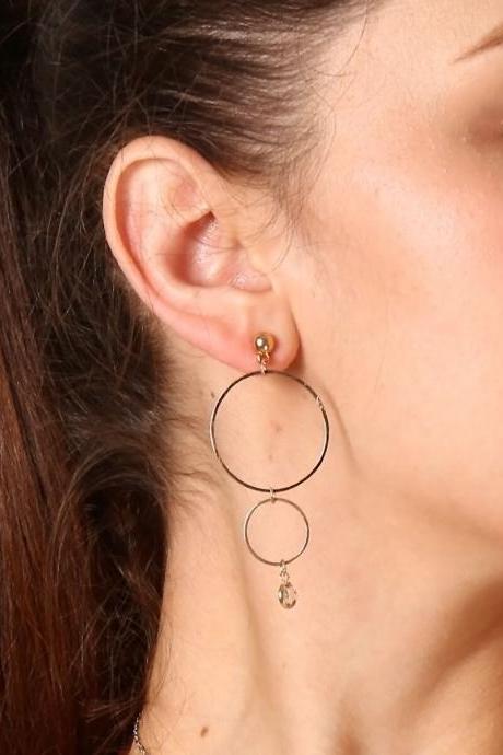 Fashion Makings Size Circle Geometry Diamond Stud Earrings
