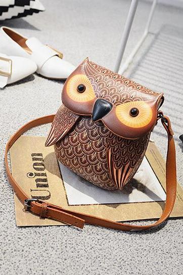 Novelty 3D Owl Pattern Printing Crossbody Bag
