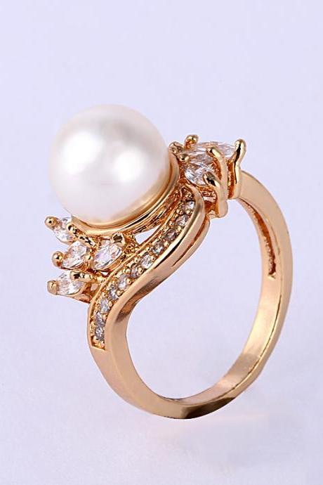Fashion Gold-plated Simulation Of Pearl Ring