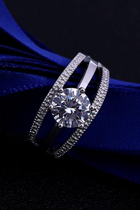 Fashion Six Claw Simulation Gold Plated Diamond Ring