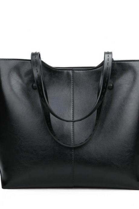 Casual Solid Color Soft Pu Zipper Shoulder Bag