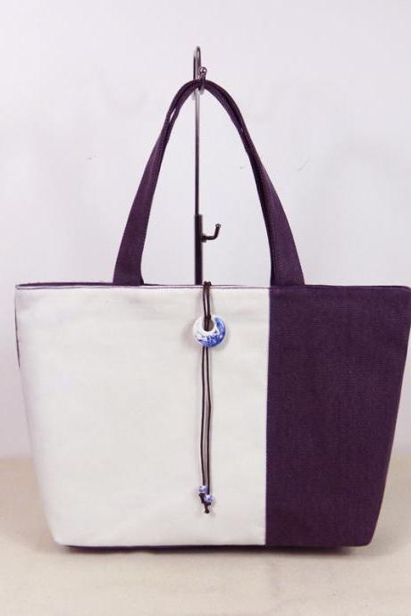 Contrast Color Splicing Tote Bag
