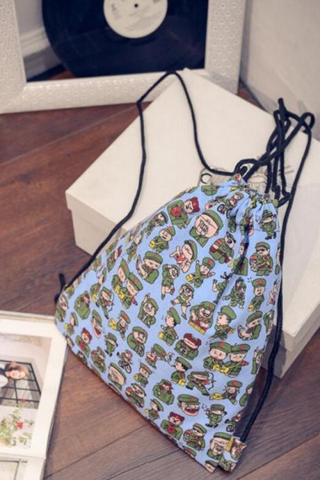 Simple Drawstring Canvas Backpack