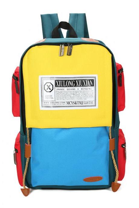 Preppy Chic Color Block Zipper School Backpack