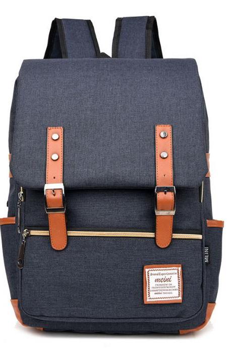 Casual Belt-Decorated Design Canvas Backpack
