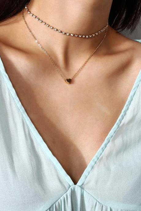 Simple Hearts Multilayer Clavicle Necklace