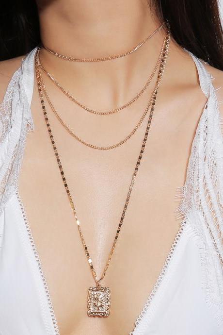 Contracted Multi-layer Chain Clavicle Necklace