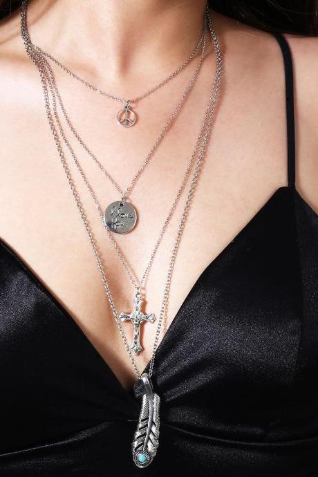 Multielement Alloy Multilayered Clavicle Necklace