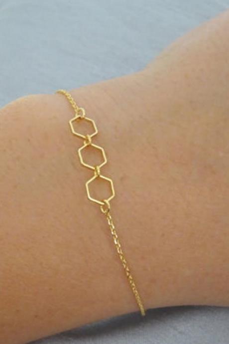 Simple Air Metal Hexagon Bracelet