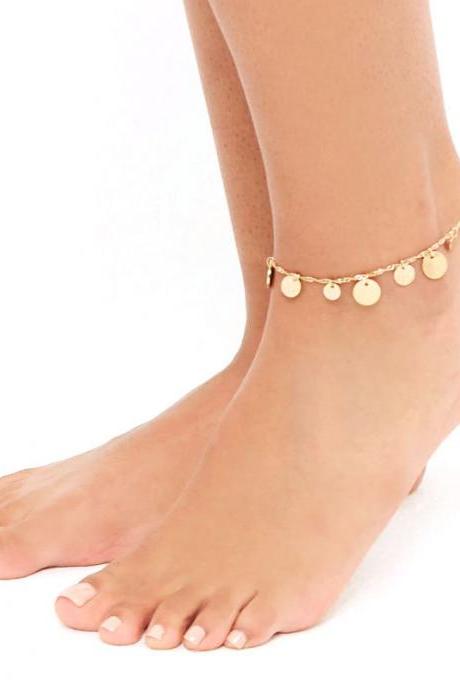 Metallic High-gloss Sequins Beads Anklets