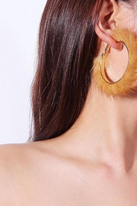 Stylish Geometric Curved Mink Hair Earrings