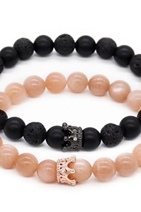 Matte Black Frosted Natural White Turpentine Crown Bracelet