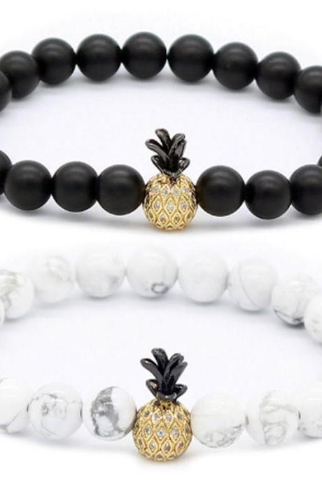 Fashion Pineapple Microinlaid With Zircon Lovers Bracelet
