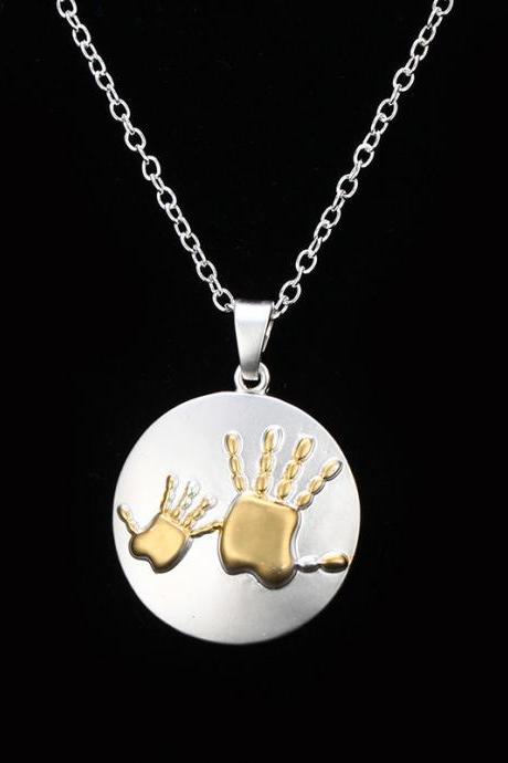 New Two-color Mother-child Big Hand Small Hand Necklace