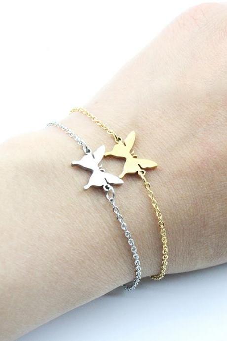 Stainless Steel Micro - plated Butterfly Bracelet