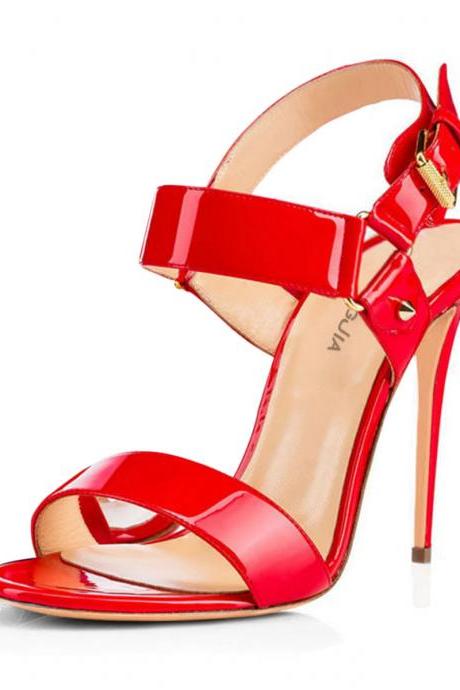 Open Toe Ankle Wrap Simple Style Stiletto High Heel Sandals