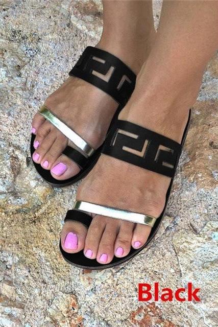 Thong Pure Color Cut Out Women Flat Beach Slipper Sandals