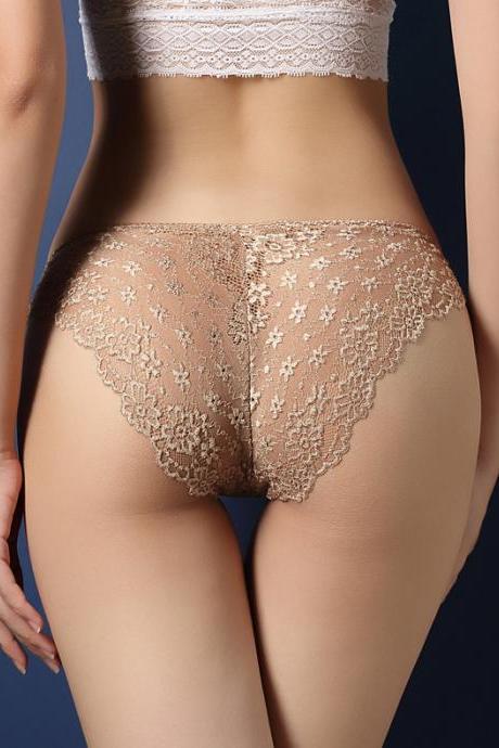 Sexy lace transparent seduction briefs low waist buttocks hollow T trousers.（Buy three pieces and send one.）
