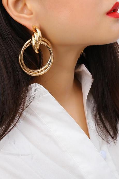 Exaggerated Hoop With Hollow Earrings
