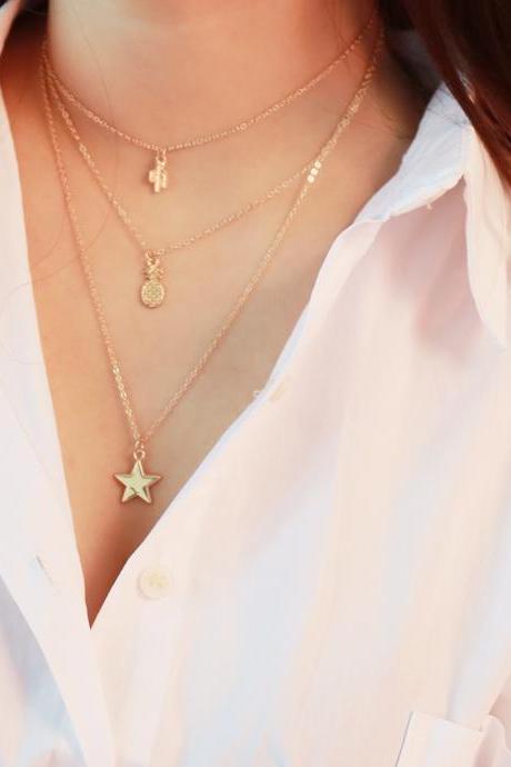 Simple Multi-layer Star Necklace