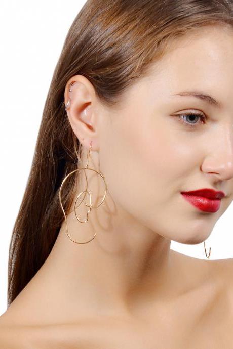 Face Wheel Wide Wire Earrings