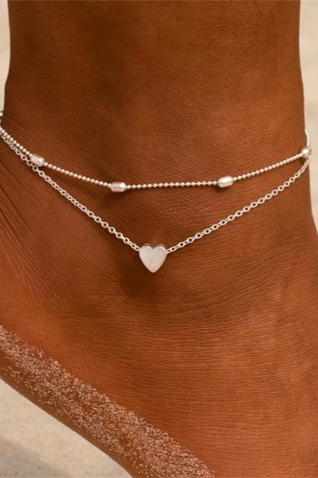 Women'S Anklet Bohemian Layered Heart Anklet
