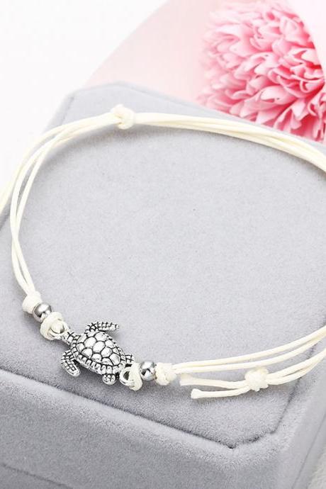 Summer Beach Turtle Shaped Charm Rope String Anklets For Women Ankle Bracelet-1